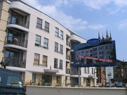 CALA Homes' sales boards cover Trinity Church - July 2006