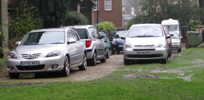 cars on Trinity Garden's lawn
