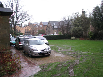 Cars on Trinity Garden's lawn vandalised by car owners