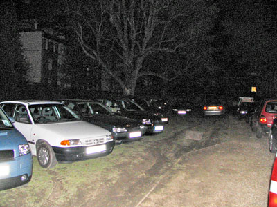 Car owner park on Trinity Garden's lawn not only during the day, but for Trinity Theatre's evening performance
