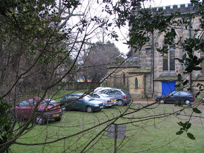 Cars on Trinity Garden's lawn