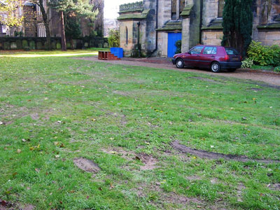 Cars on Trinity Garden's lawn