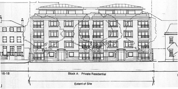 proposed development - block A of flats on the Telephone House site, Church Road side, Tunbridge Wells