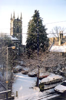 winter in York Road, Royal Tunbridge Wells towards Trinity Church, Church Road - click for enlargement